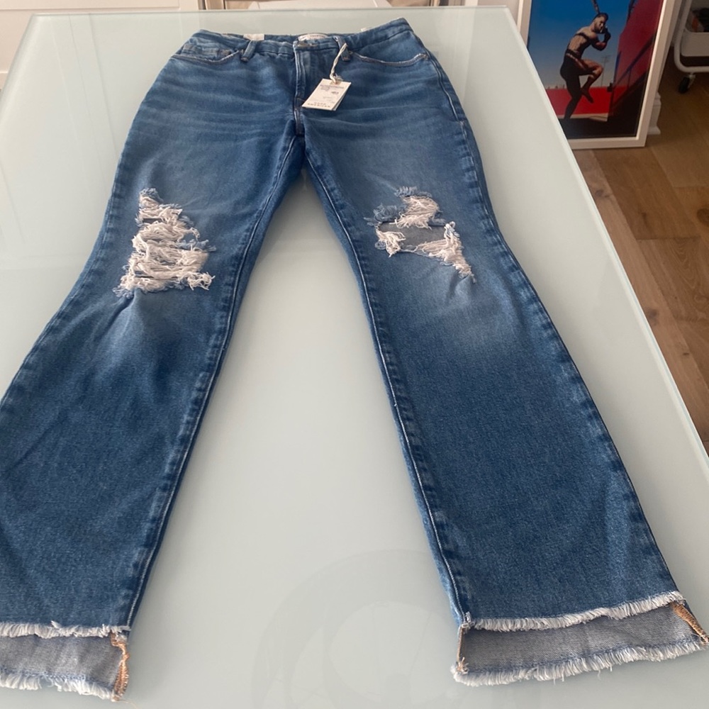 NWT Good American Good Icon High Waist Step Hem Bootcut Jeans Size 4/27